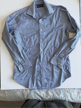 Saks Fifth Avenue Men's Light Blue Micro-Pattern Dress Shirt